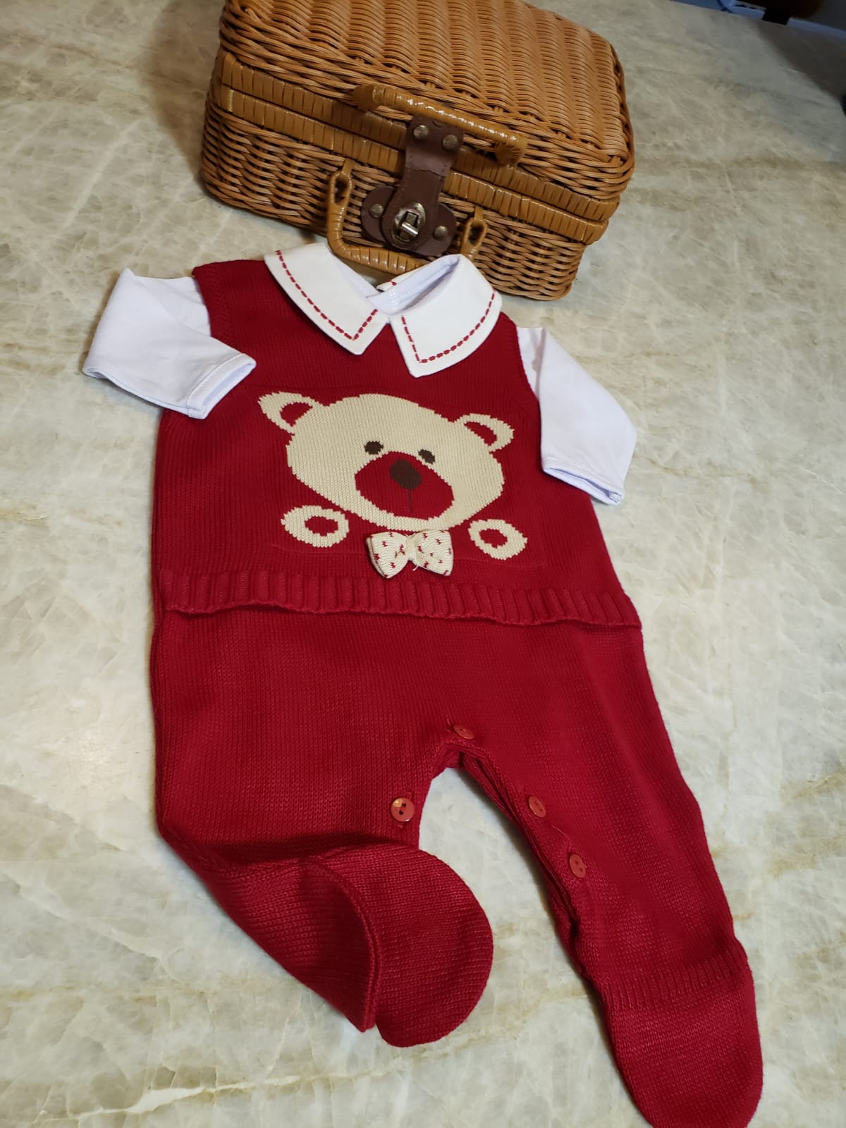 Macacão e Body Ursinho Vermelho